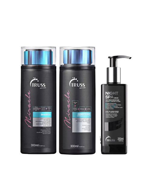 Truss Kit Miracle Shampoo e Condicionador 300ml + Night Spa 250ml